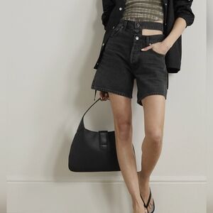 AGOLDE Broken Waistband Black denim Jeans Shorts Pockets Women’s 29